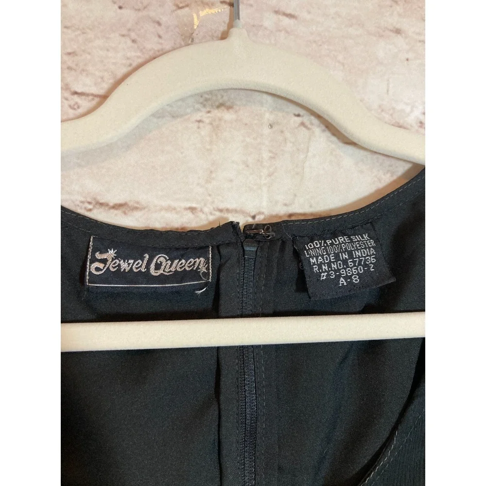 Vintage Jewel Queen Silk Chiffon Maxi Dress Womens 8 Black Grunge Whimsigoth - Picture 4 of 12